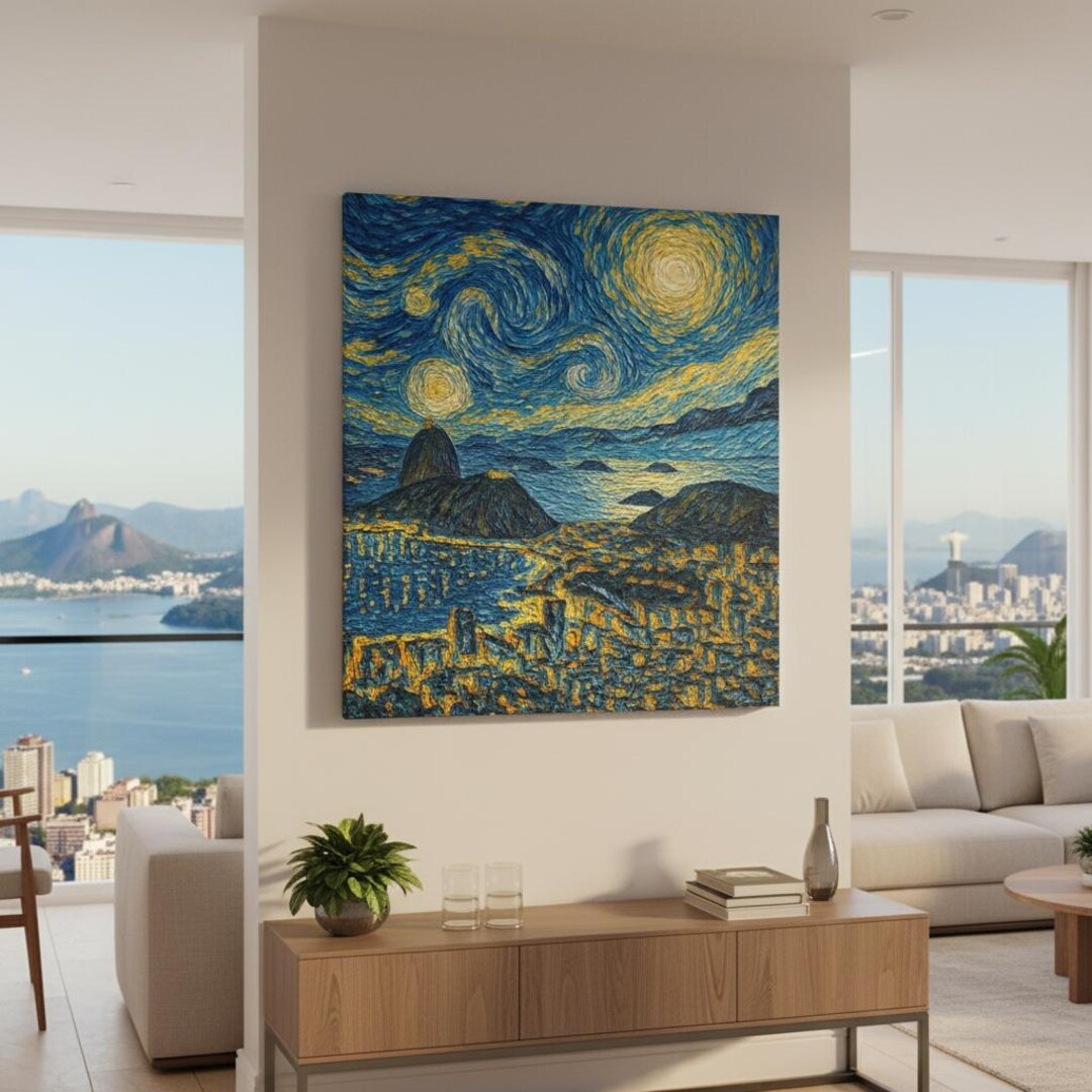 Noite Estrelada Sobre O Rio | Starry Night Over Rio (large / Grande) - Etsy