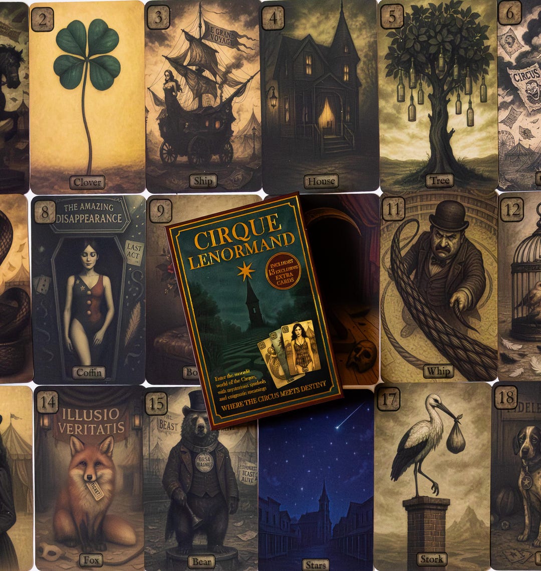 Lenormand Cirque Deck – 52 Card Vintage Circus Oracle - Etsy