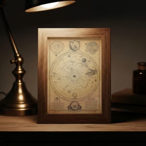 Antique Celestial Star Map Print, Victorian Astronomy Poster, Sepia Constellation Chart