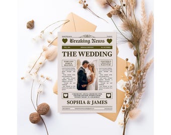Editable Wedding Newspaper Poster | Personalized Canva Template | Wedding or Anniversary Gift | Digital Download Print