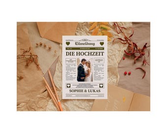 Wedding Newspaper Poster – Customizable Newspaper-Style Wedding Poster | Wedding Gift, Anniversary, Canva Template