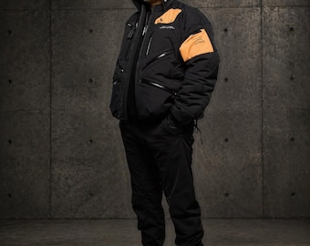 Handmade Inspired Death Stranding Cosplay Jacket | Orange and Black Parachute Techwear Jacket