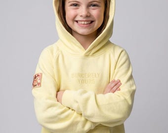 Handmade Kid's Sincerely Yours Matters Salish Hoodie – Yellow Fleece Oversized Sweatshirt