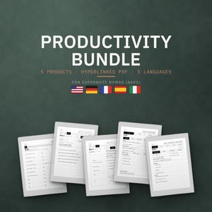 Productivity Bundle for Supernote Nomad: dated planner 2026 2027, journal, meeting notes, projects, notebook