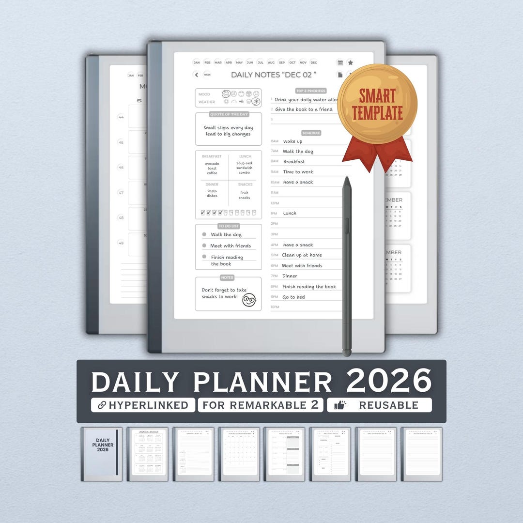 Daily Planner 2026 for Remarkable 2 - Etsy