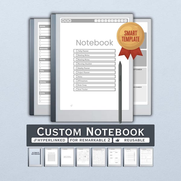 Ultimate Custom Notebook for reMarkable 2 | Hyperlinked Digital Notes