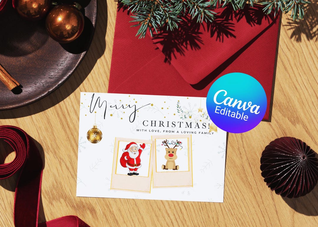 Minimalist Family Photo Christmas Card | Canva Template (digital ...