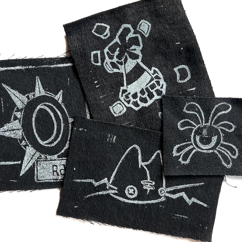 Animal jam inspired handmade linoprint patches image 1