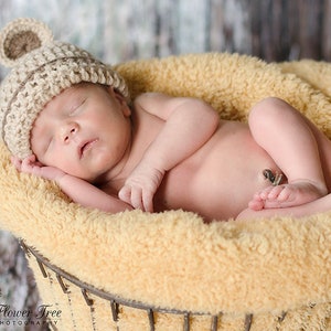 Newborn Bear Hat, Toffee Bear Hat, Newborn Photo Prop, Baby Bear Hat, Crochet Infant Hat, Teddy Bear Hat, Infant Bear Hat, Brown Bear Hat
