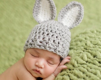 Newborn Bunny Hat, Newborn Photo Prop, Newborn Easter, Baby Bunny Hat, Infant Bunny Hat, Newborn Neutral Hat, Crochet Baby Hat, Rabbit Hat