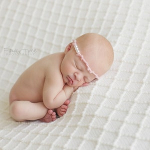 Newborn Headband, Newborn Halo, Newborn Photo Prop, Girl Photo Prop, Pink Headband, Headband With Pearls, Tie Back Headband, Baby Headband image 3