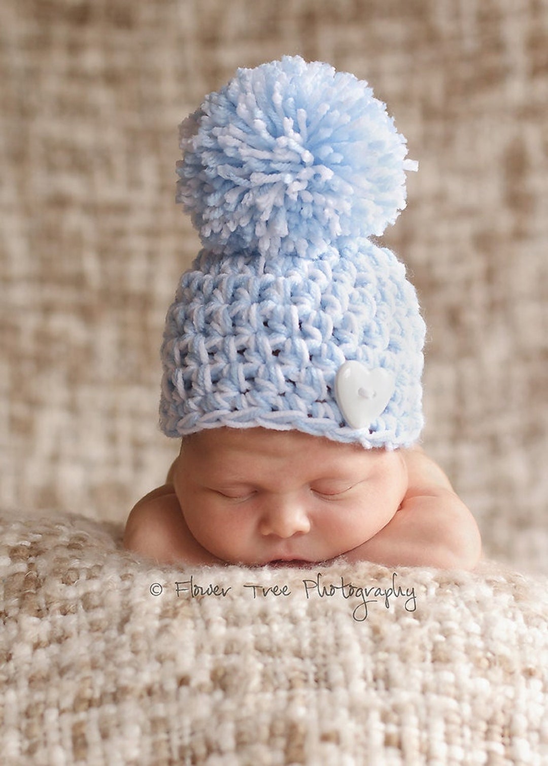 Newborn Pom Pom Hat Blue and White Pom Pom Hat Hat With - Etsy