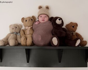 Newborn Bear Hat, Toffee Bear Hat, Hat With Bow, Newborn Photo Prop, Baby Bear Hat, Newborn Girl Hat, Newborn Crochet Hat, Animal Hat