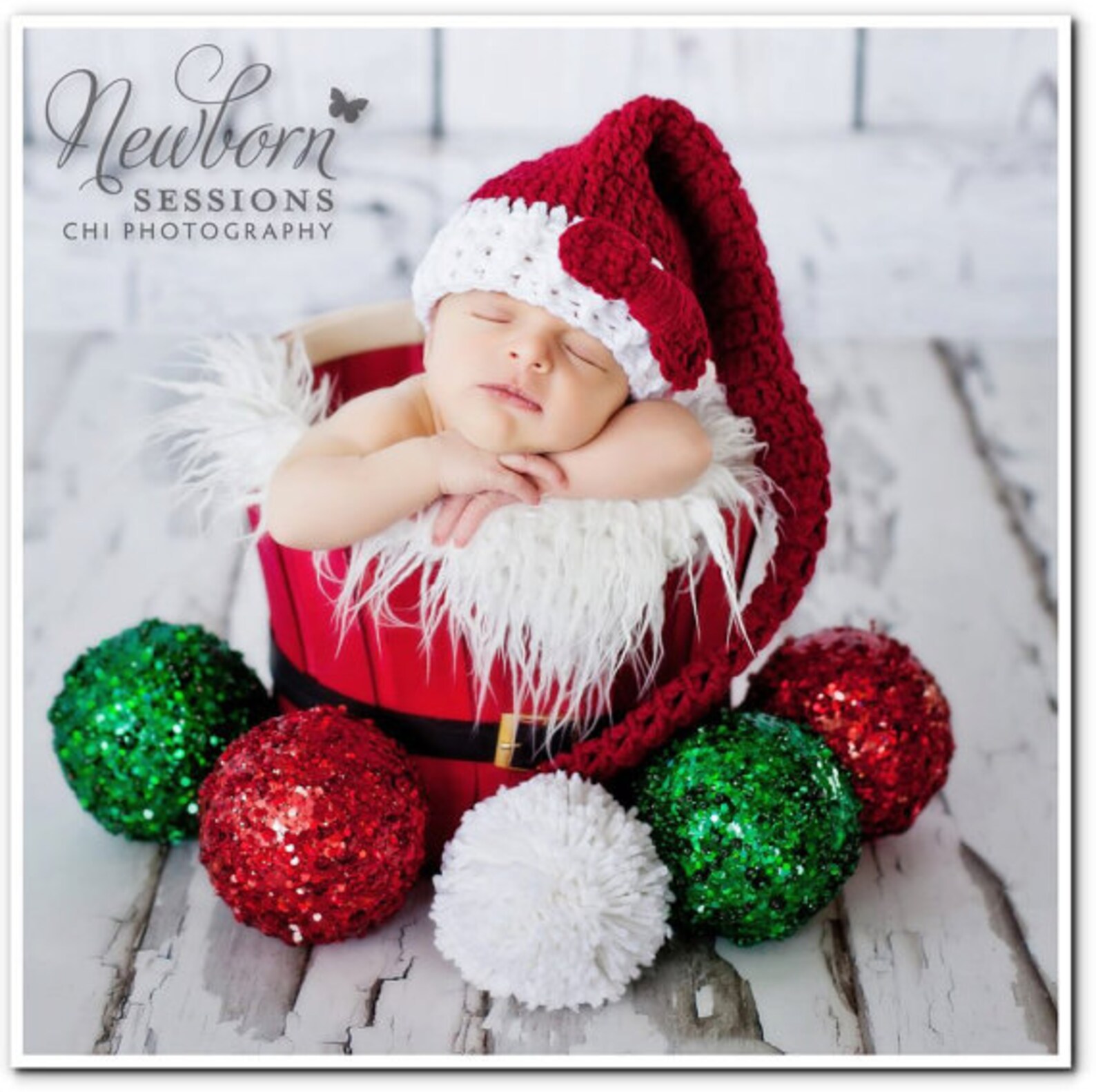 Zeroest Newborn Christmas Santa Hat - Knit Stripe Photo Prop For Baby Photoshoots