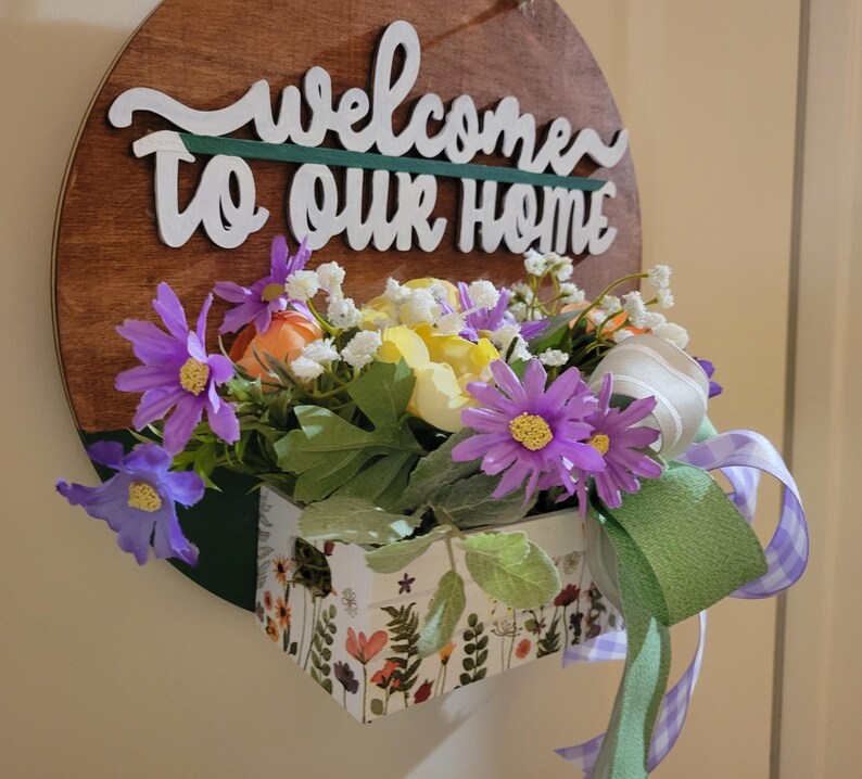 Rustic Welcome Flowers Hanging Wooden Welcome Planter – Rustic Entryway & Front Porch Decor - Etsy