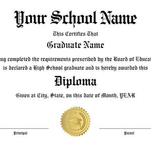 Professional Homeschool High School Diploma | Editable Canva Template | Custom Graduation Certificate Print