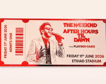The Weekend  Inspired Foiled Concert Ticket Print | Pop Music Fan Keepsake  sounvenir