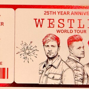 Westlife inspired 25th Anniversary world tour music fan foiled ticket souvenir image 3