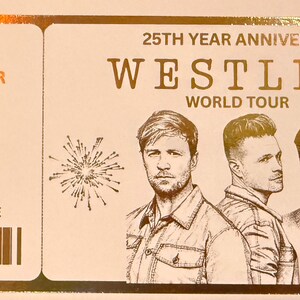 Westlife inspired 25th Anniversary world tour music fan foiled ticket souvenir image 2
