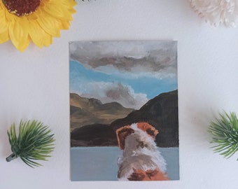 GERESERVEERD - William - Mini acrylschilderij, hondenportret, huisdierportret