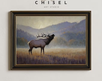 Bugling Elk Wall Art Printable | Wildlife Artwork | Rustic Cabin Decor | Nature Inspired Print | Mountain Elk Wall Art