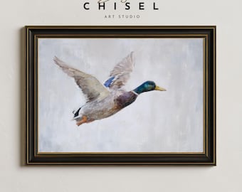 Mallard Duck Wall Art Printable | Flying Waterfowl Artwork | Hunting Cabin Decor | Wildlife Print | Rustic Nature Inspired Duck Wall Art