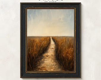 Country Field Path Wall Art Printable | Rural Landscape Art | Farm Field Trail Decor | Neutral Country Farmhouse Wall Art