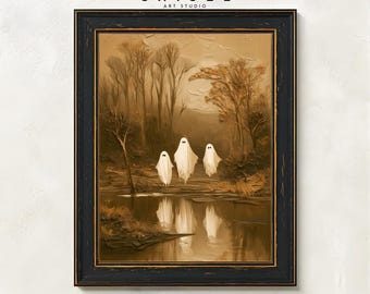 Ghost Wall Art | Halloween Printable | Spooky Forest Decor | Vintage Ghost Print | Autumn Gothic Art | Fall Wall Decor