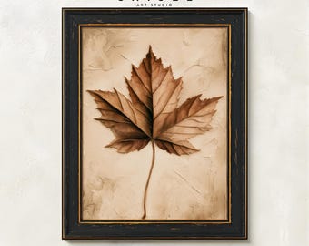 Fall Leaf Wall Art | Autumn Printable | Neutral Botanical Print | Maple Leaf Decor | Rustic Fall Art | Minimalist Nature Print