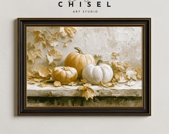 Pumpkin Wall Art | Fall Printable | Neutral Autumn Decor | White Pumpkin Print | Thanksgiving Wall Art | Rustic Fall Still Life
