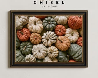 Pumpkin Wall Art | Autumn Pumpkin Print | Fall Harvest Decor | Neutral Fall Art | Cottagecore Printable | Rustic Kitchen Art