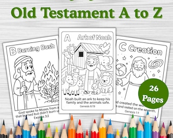 26 páginas para colorir do Antigo Testamento de A a Z baseadas na fé (download digital)