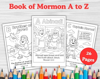 26 páginas para colorir do Livro de Mórmon de A a Z baseadas na fé (download digital)