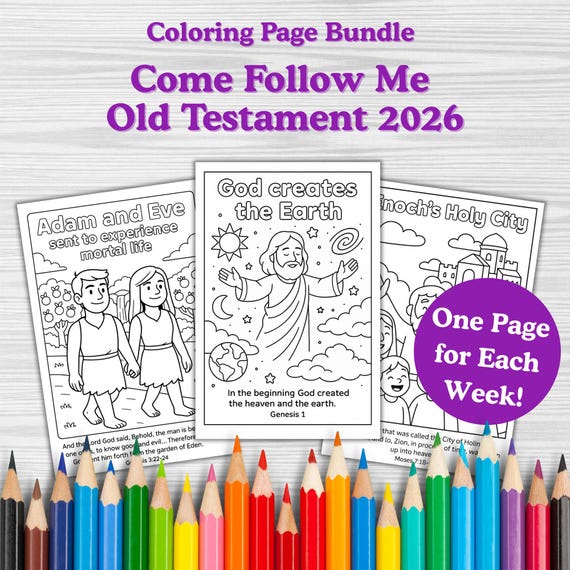 52 Come Follow Me 2026 Old Testament Faith-Based Coloring Pages (Digital Download)