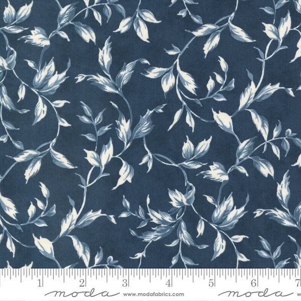 Cascade by 3 Sisters - Blender Leaves - DK Blue - Moda 44324 15