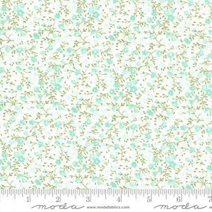 Lighthearted by Camille Roskelley - Sm Floral - White/Aqua - Moda  55297 21