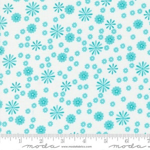 On The Bright Side by Me and My Sister - Raining Flowers - White/Turquoise - Moda 22465 19