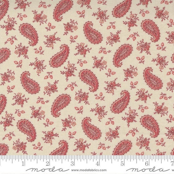 La Vie Boheme  by French General - Paisley Reproduction - Natural/Red - Moda 13904 19 - REMNANT