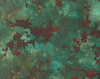 Tranquil Patina by Debbie Maddy - Cherry Blossoms - Teal - Moda 48111 12
