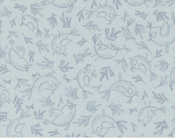 Chirp by Elena Amo - Novelty Birds - Blue - Moda 39034 19 - REMNANT
