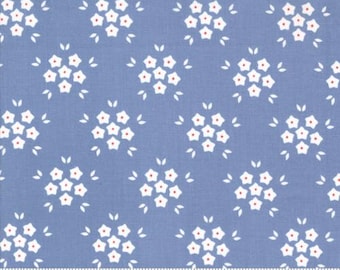 Hollyhocks and Roses by Bunny Hill Designs - Floral - Lt Blue - Moda  3055 15 - REMNANT