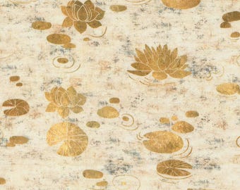 Tranquil Patina by Debbie Maddy - Water Lilies - Natural - Moda 48110 11