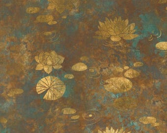 Tranquil Patina by Debbie Maddy - Water Lilies - Rust - Moda 48110 13