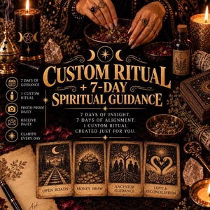 Tirage de tarot sur 7 jours + 1 rituel personnalisé • Début le jour même • Conseils quotidiens personnalisés • Preuve photo incluse