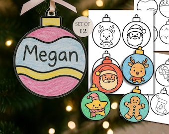 Printable Christmas Ornaments for Kids, Coloring Craft, DIY Ornament Activity, Classroom Activity Worksheet, Holiday Activity PDF