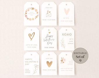 Bewerkbare Valentijnsdag cadeaukaartjes, afdrukbare Valentijnsbedankjes, neutrale valentijnskaartjes, minimale valentijnskaartjes, instant download