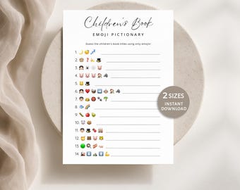 Emoji-Pictionary-Spiel für Kinder, minimalistisches Babyparty-Spiel, Emoji-Bilderspiel, moderne Babyparty-Aktivität, sofortiger Download, zum Ausdrucken