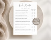 Oh Baby True or False Game, Minimalist Baby Shower Trivia Game, Printable Baby Shower Activity, Instant PDF Download, Editable Canva