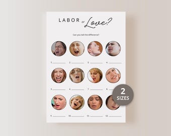 Labor or Love Baby Shower Game Printable Baby Shower Game Fun Baby Activity Gender Neutral Baby Shower Minimalist Instant Digital Download