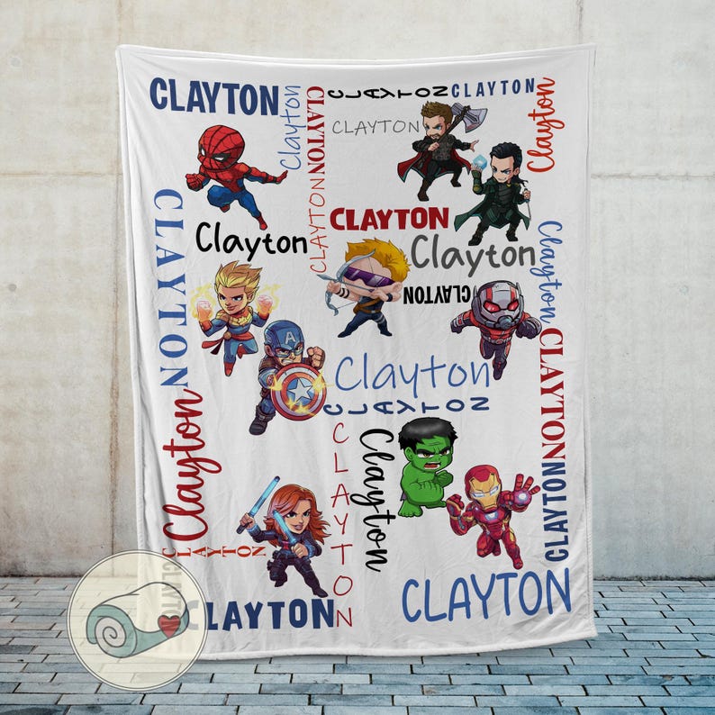 Marvel Avengers Blanket | Personalized Name | Spider-Man Iron Man Thor Throw | Boys Room Decor | Superhero Blanket immagine 19